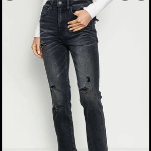 Risen High-rise Straight Distressed Jeans 25